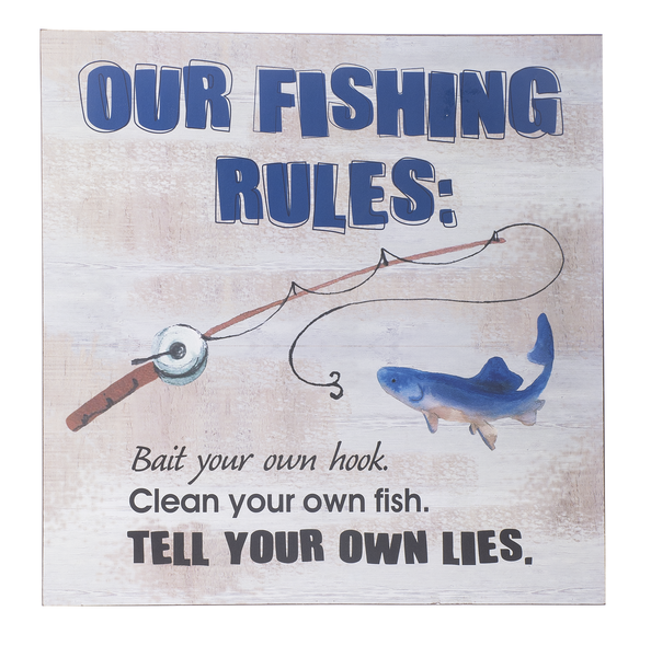 Our Fishing Rules Plaque Silkwood Living