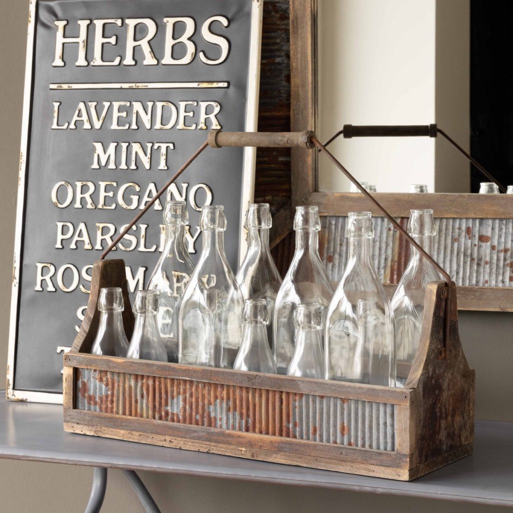 Tin Sided Bottle Basket