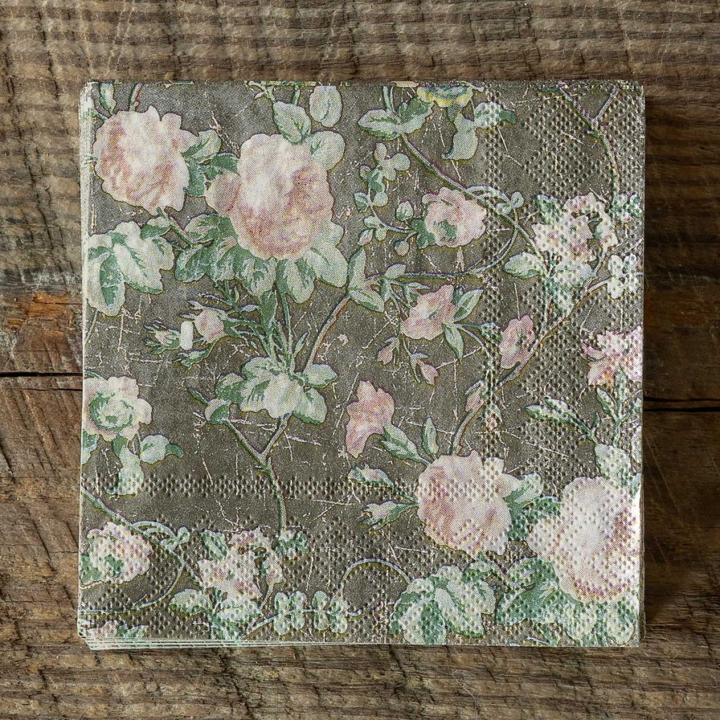 Vintage Rose Paper Beverage Napkins, Package of 20