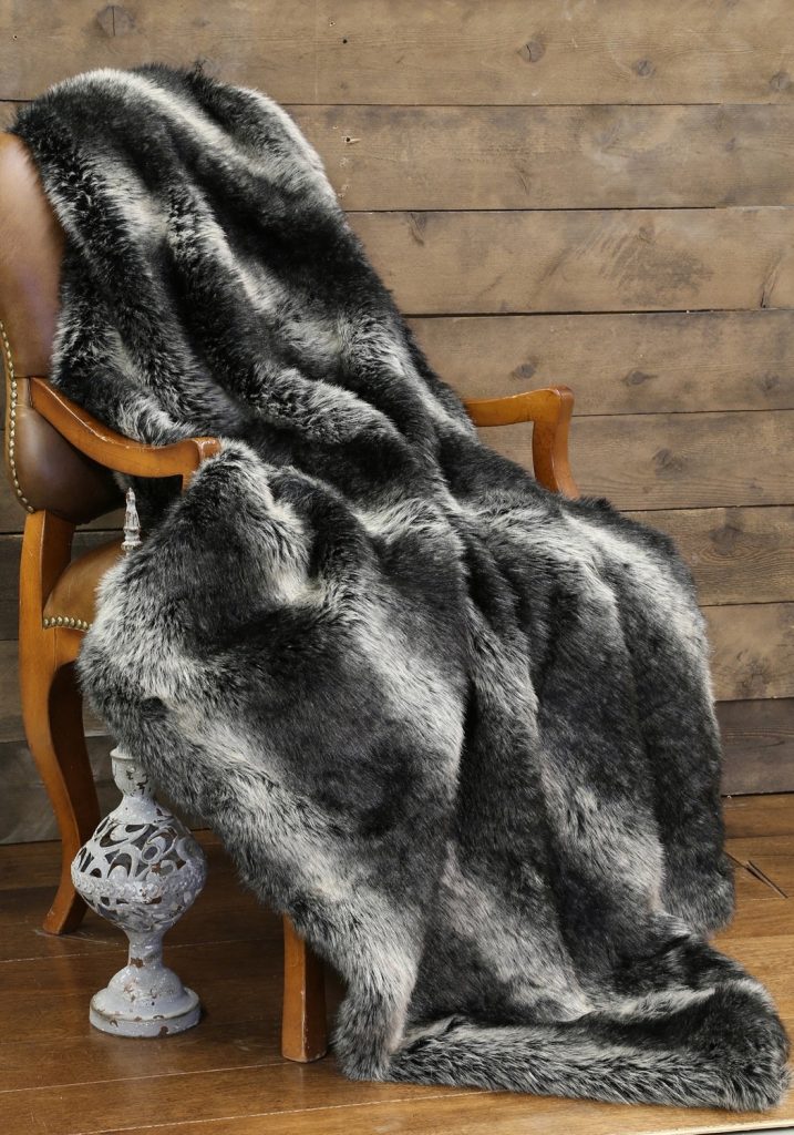 Black Wolf Fur Throw
