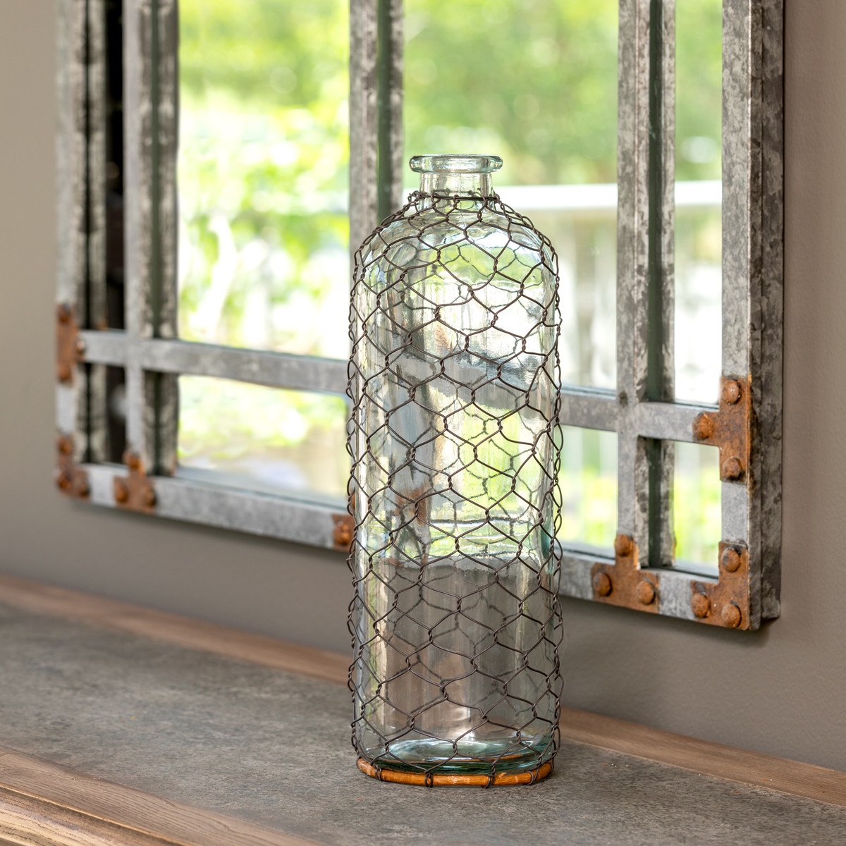 Bottle with Poultry Wire, 13" Silkwood Living