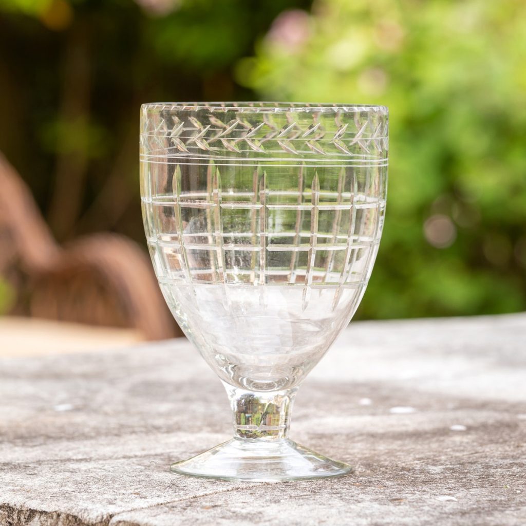 Etched Glass Goblet Vase
