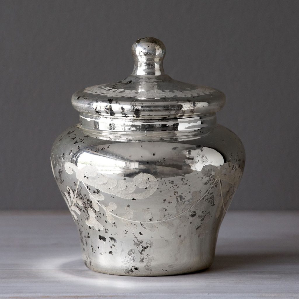 Mercury Glass Urn With Lid