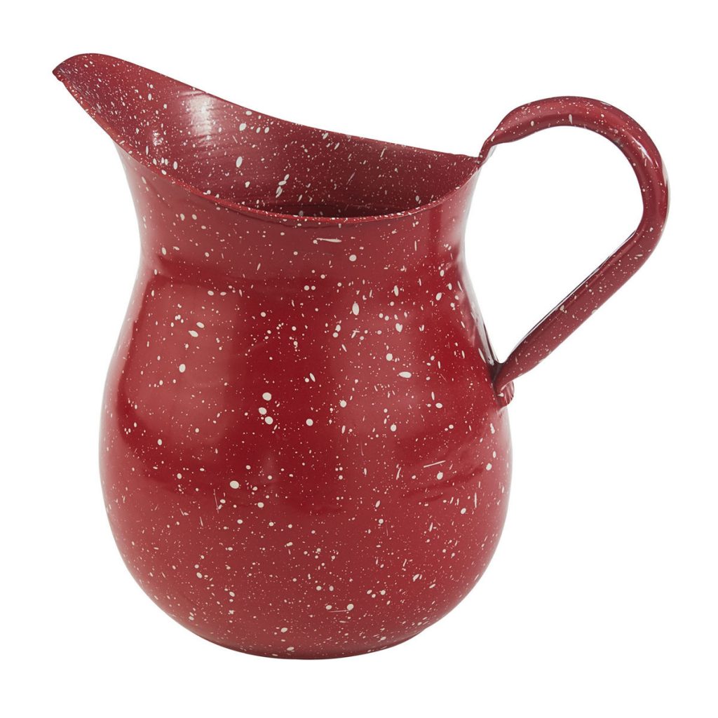 RED GRANITEWARE ENAMEL PITCHER