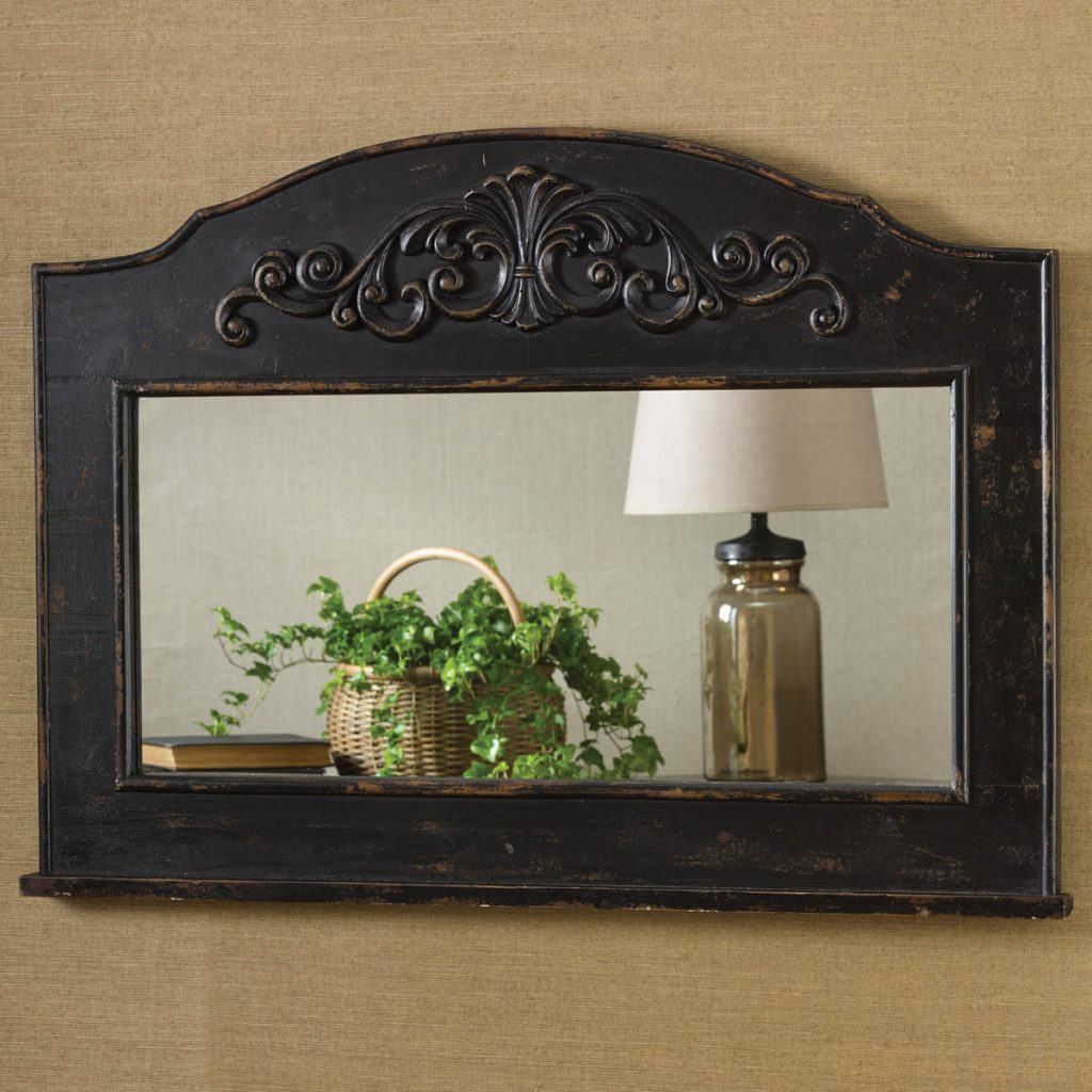 MANTLE TOP MIRROR – AGED BLACK