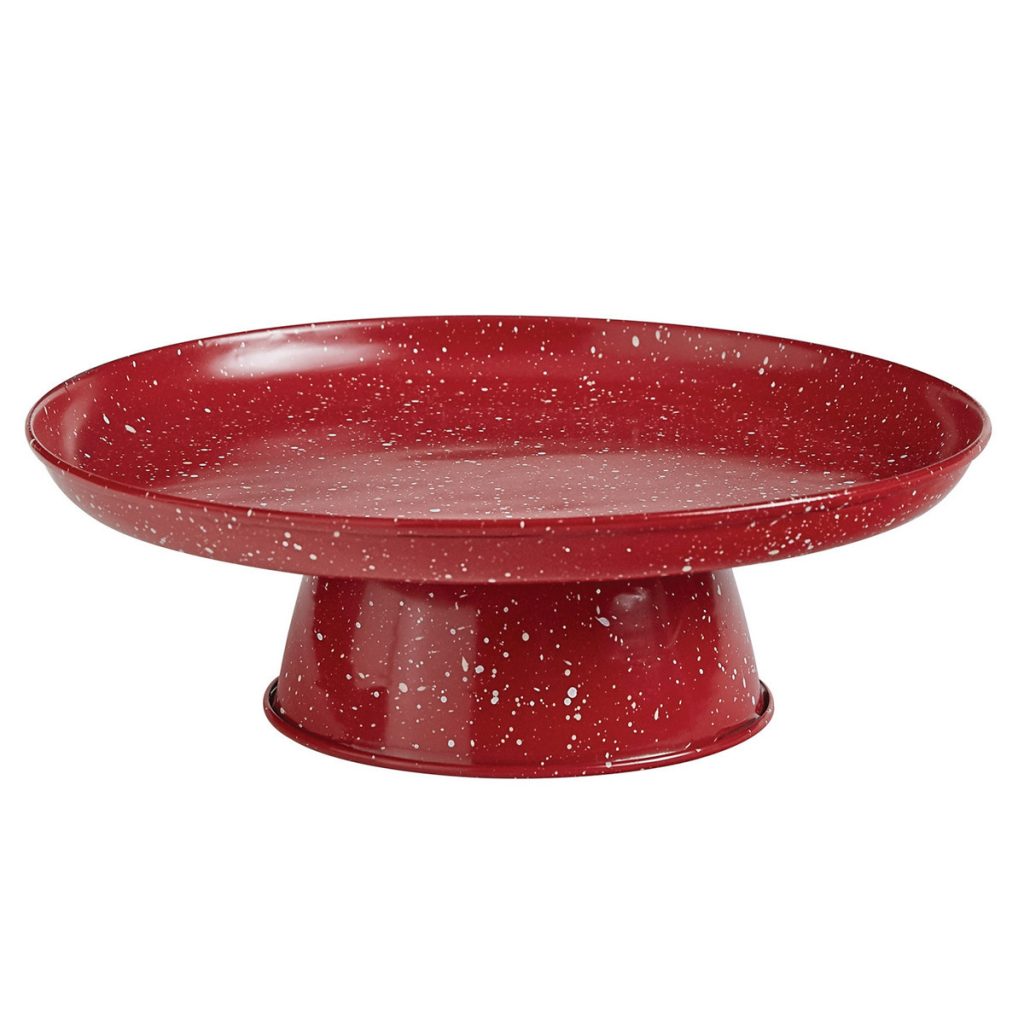 GRANITE ENAMELWARE CAKE PEDESTAL – RED