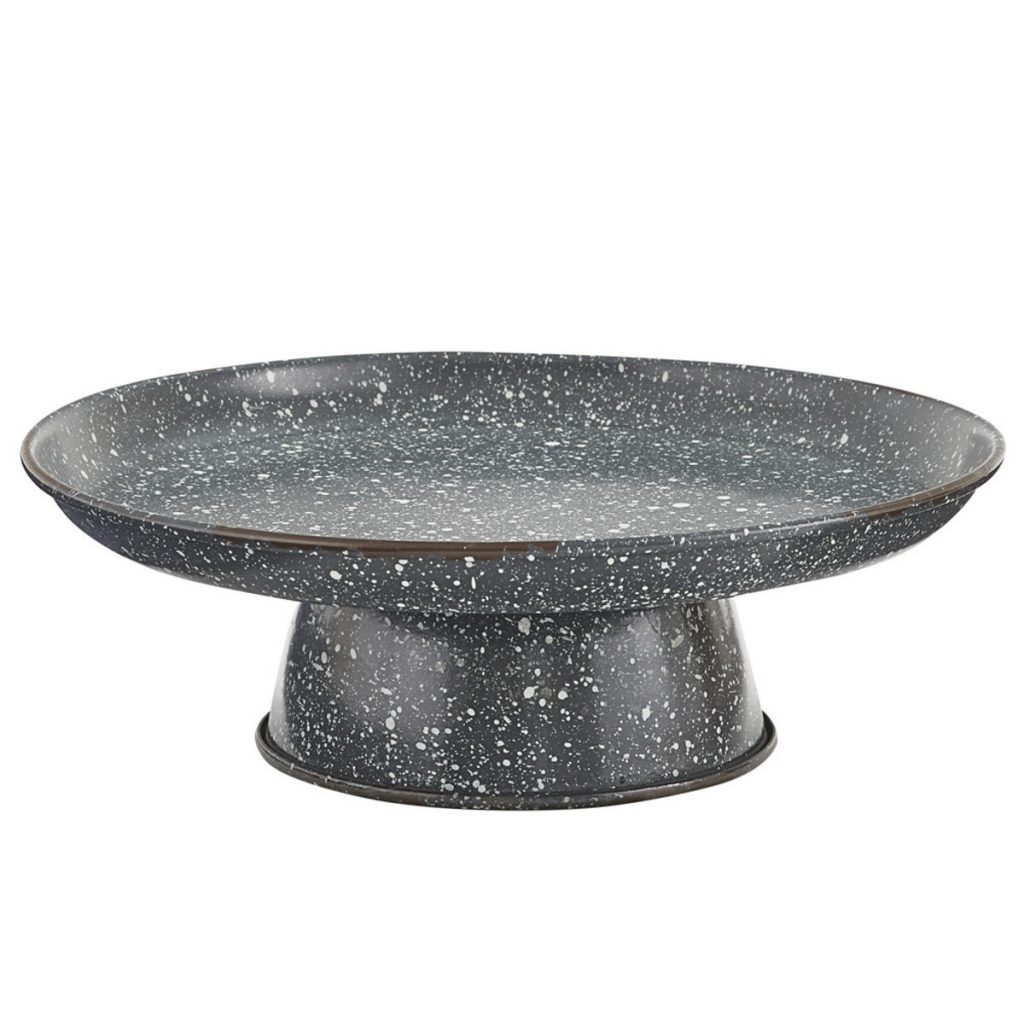 GRANITE ENAMELWARE CAKE PEDESTAL – GRAY