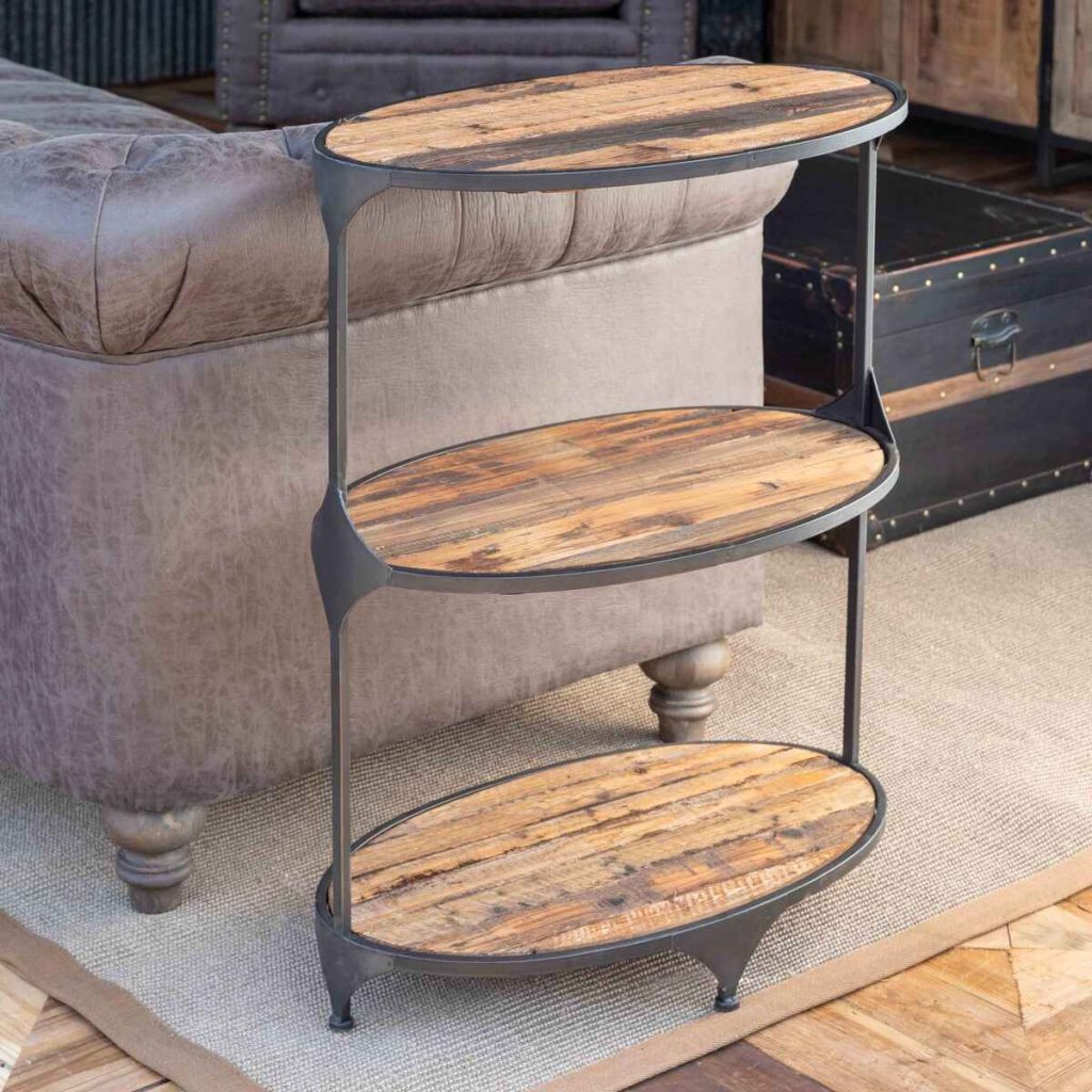 Oblong Metal and Reclaimed Wood Shelf