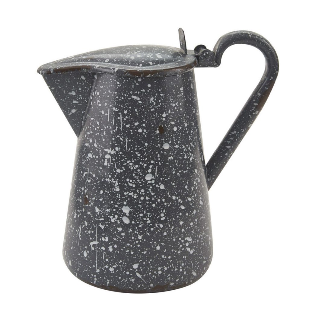 GRANITE ENAMELWARE PITCHER WITH LID – GREY