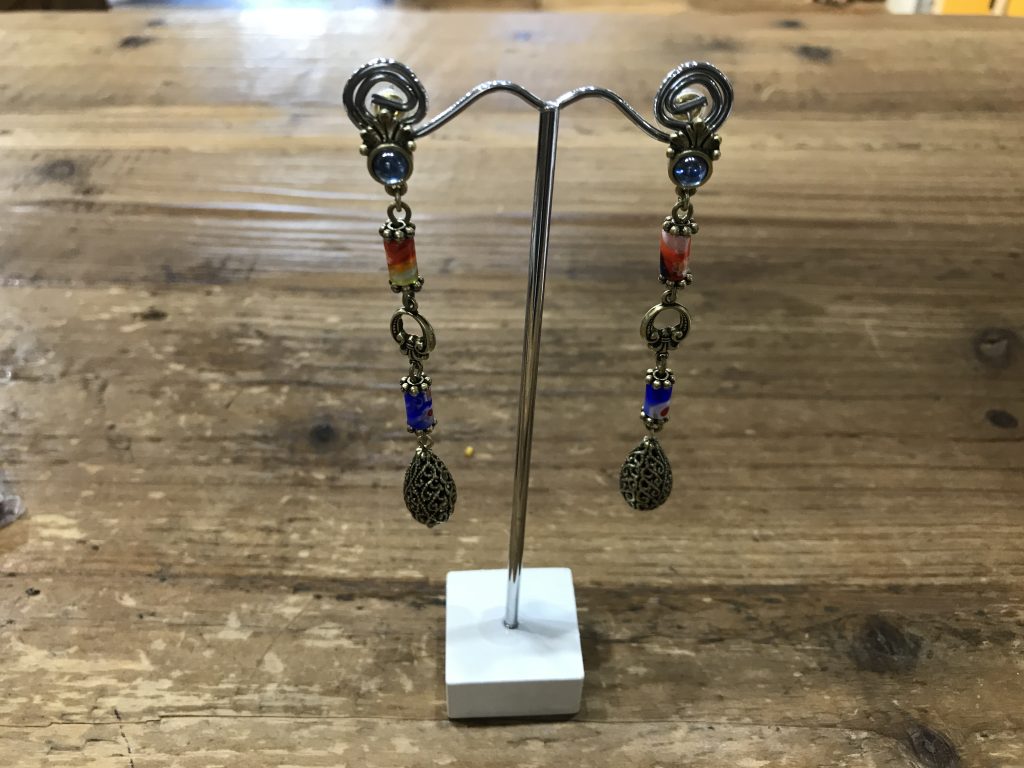 Long Millefiori Vintage Earrings