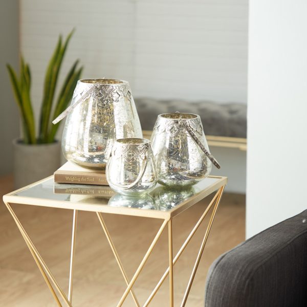 SILVER GLASS GLAM CANDLE HOLDER, SET OF 3 - Image 2