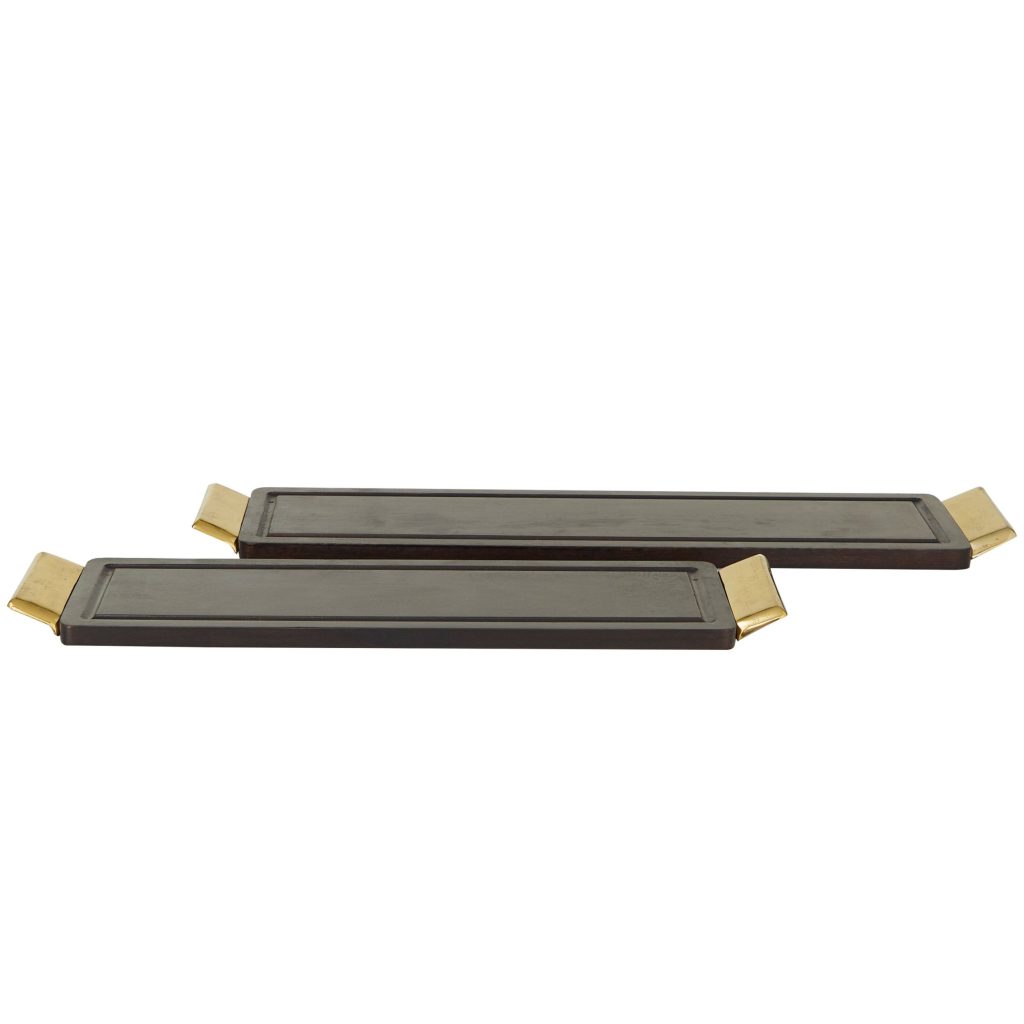 DARK BROWN WOOD COASTAL TRAY – Small