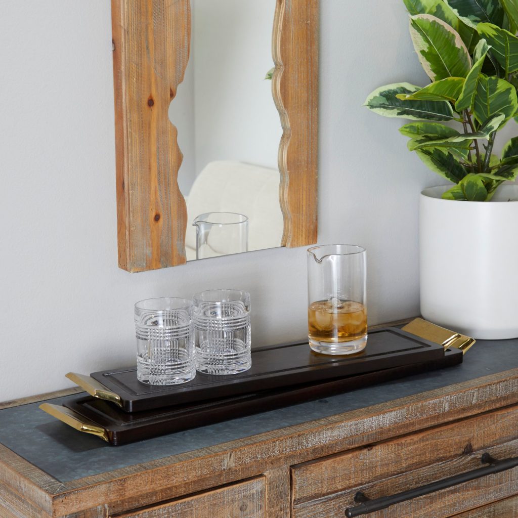 DARK BROWN WOOD COASTAL TRAY – Large