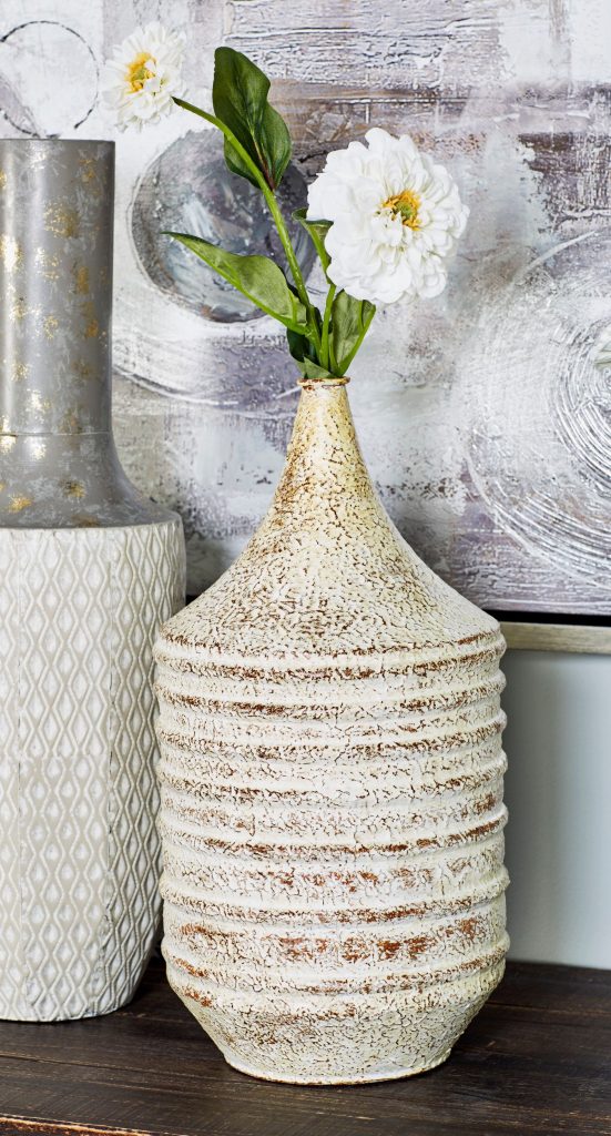 WHITE IRON VINTAGE VASE