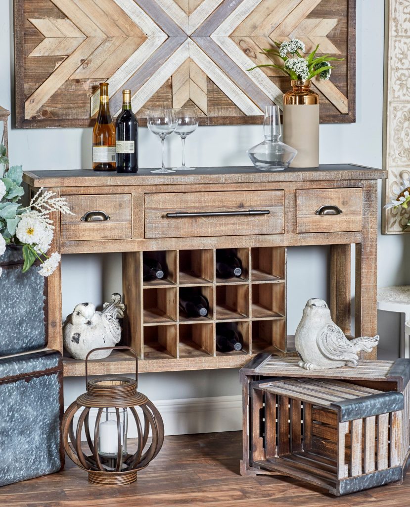 BROWN WOOD FARMHOUSE CONSOLE TABLE