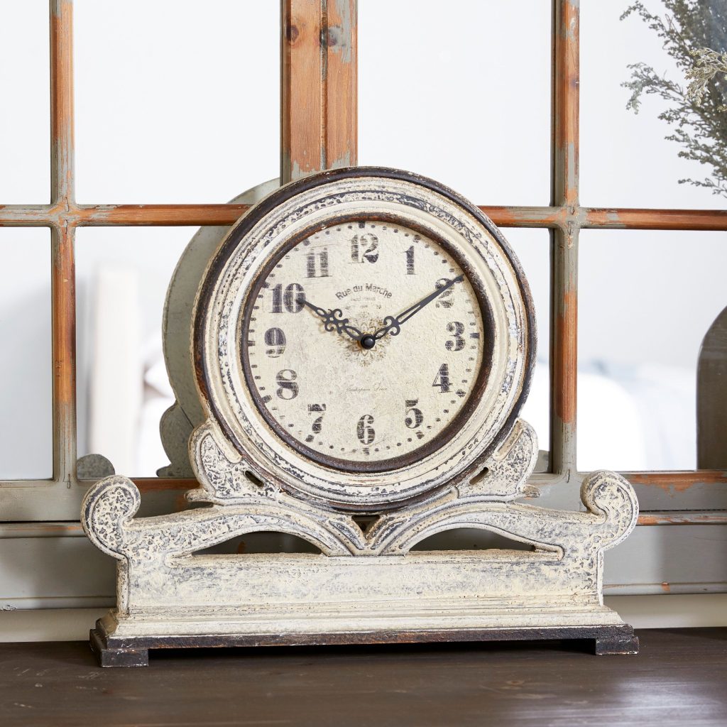 WHITE WOOD COUNTRY SCROLL CLOCK