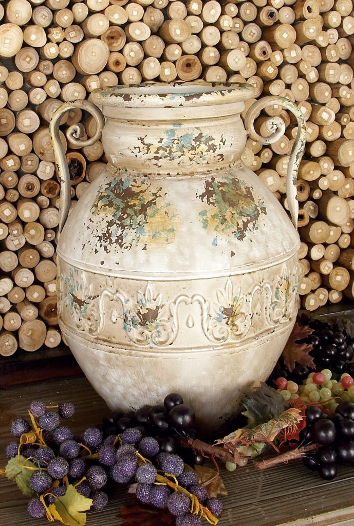 WHITE METAL VINTAGE VASE