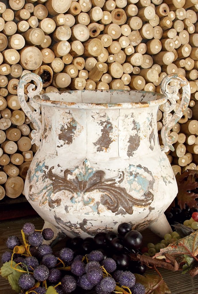 WHITE METAL VINTAGE VASE-SMALL