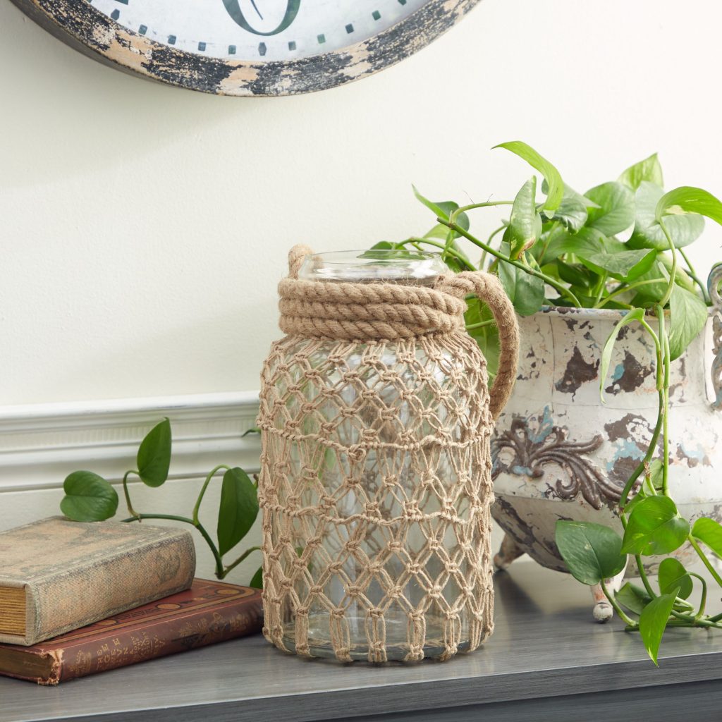BROWN GLASS COASTAL LANTERN,-large