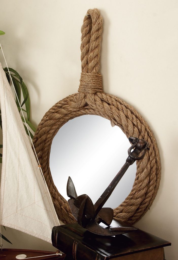 BROWN JUTE COASTAL WALL MIRROR – Small