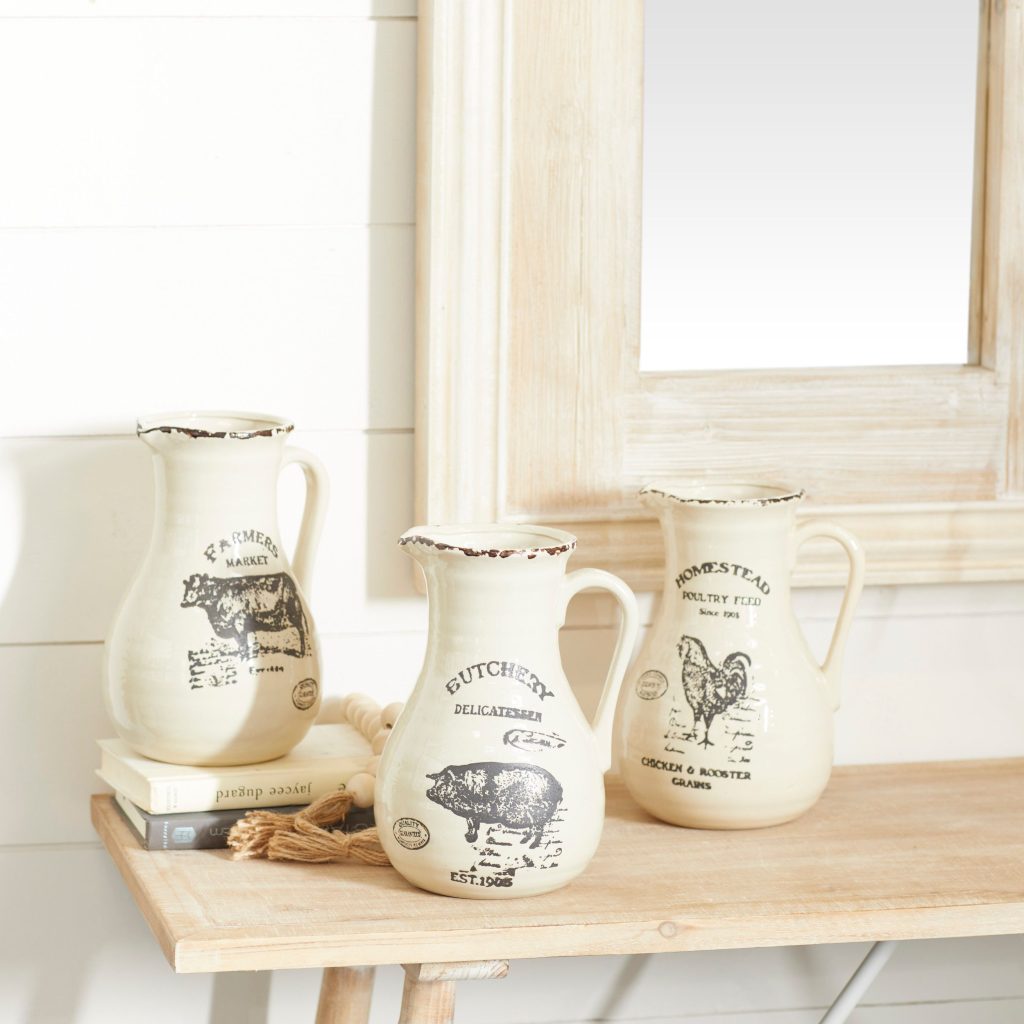 WHITE PORCELAIN FARMHOUSE JUG