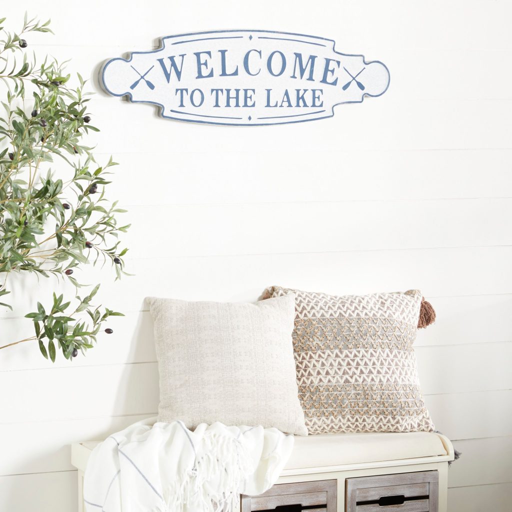 BLUE METAL LAKE WALL DECOR