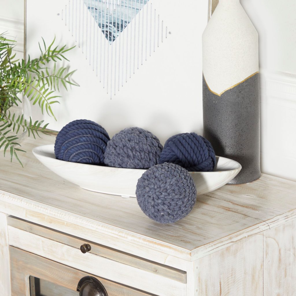 BLUE COTTON COASTAL ABSTRACT ORBS 4 x assort