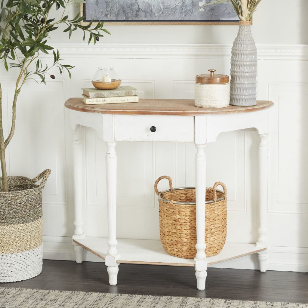 WHITE WOOD FARMHOUSE CONSOLE TABLE