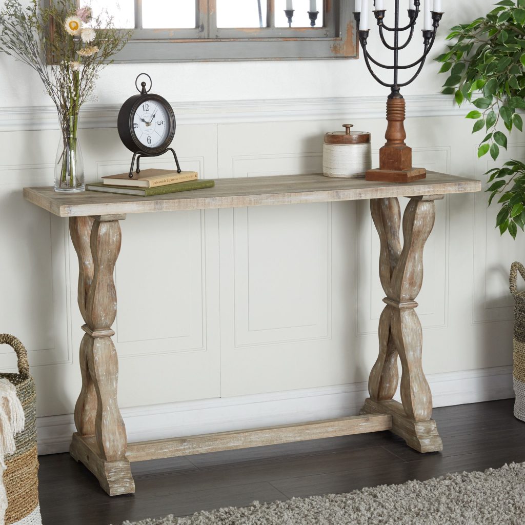 BROWN WOOD FARMHOUSE CONSOLE TABLE