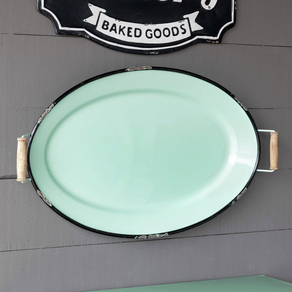 Vintage Enamel Decorative Tray