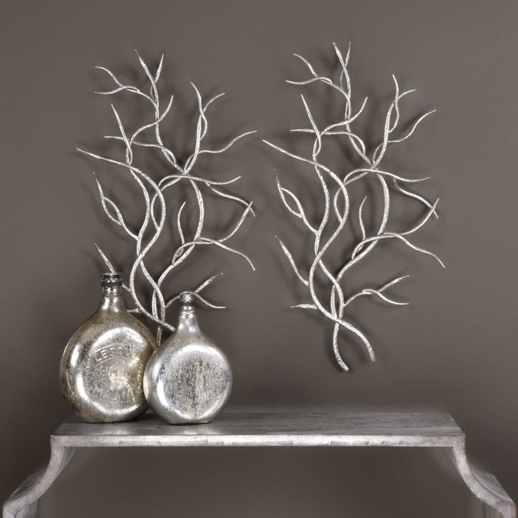 SILVER BRANCHES METAL WALL DECOR