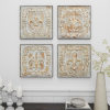 BRASS METAL FLEUR DE LIS EMBOSSED WALL DECOR, 4 ASSORTED
