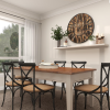 BROWN WOOD WALL CLOCK WITH BLACK ACCENTS