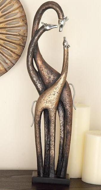 BRASS POLYSTONE GIRAFFE SCULPTURE - Silkwood Living