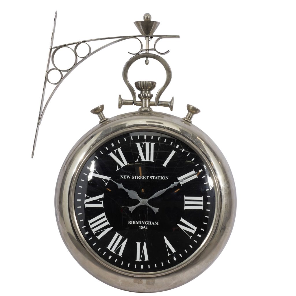 SILVER STAINLESS STEEL VINTAGE WALL CLOCK
