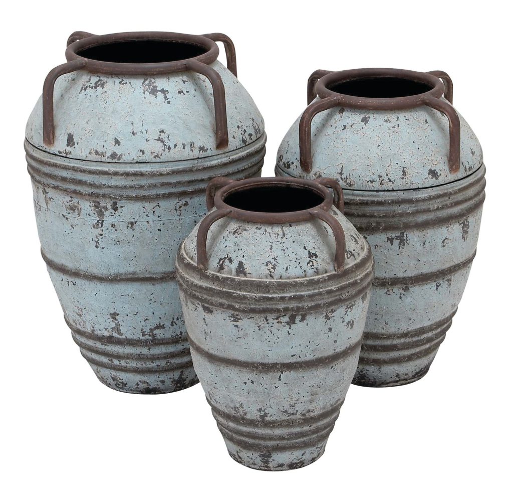 BLUE METAL RUSTIC VASE – Small