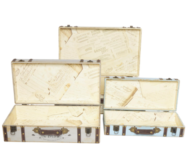 LARGE WOOD NESTING TRUNK WITH VINTAGE ACCENTS AND STUDS - Image 4