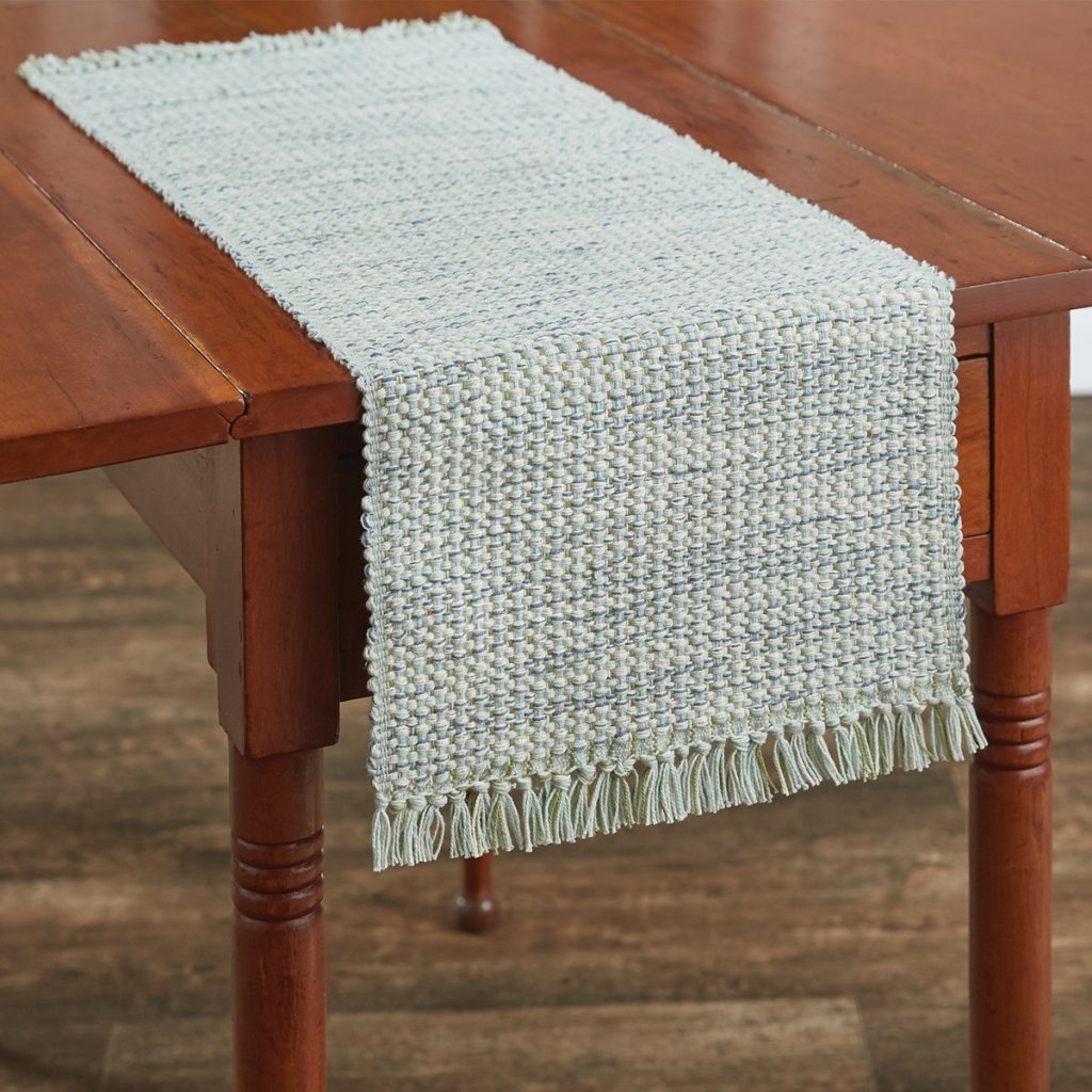 BASKETWEAVE TABLE RUNNER – 36″L – BARELY BLUE