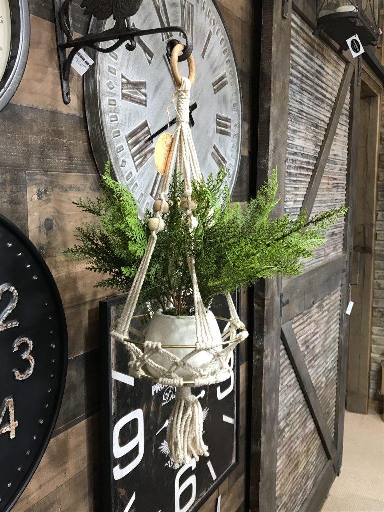 WHITE FABRIC MACRAME HANDMADE HANGING WALL PLANTER