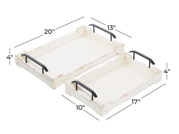 White Tray with Metal Handles - LARGE - Image 2