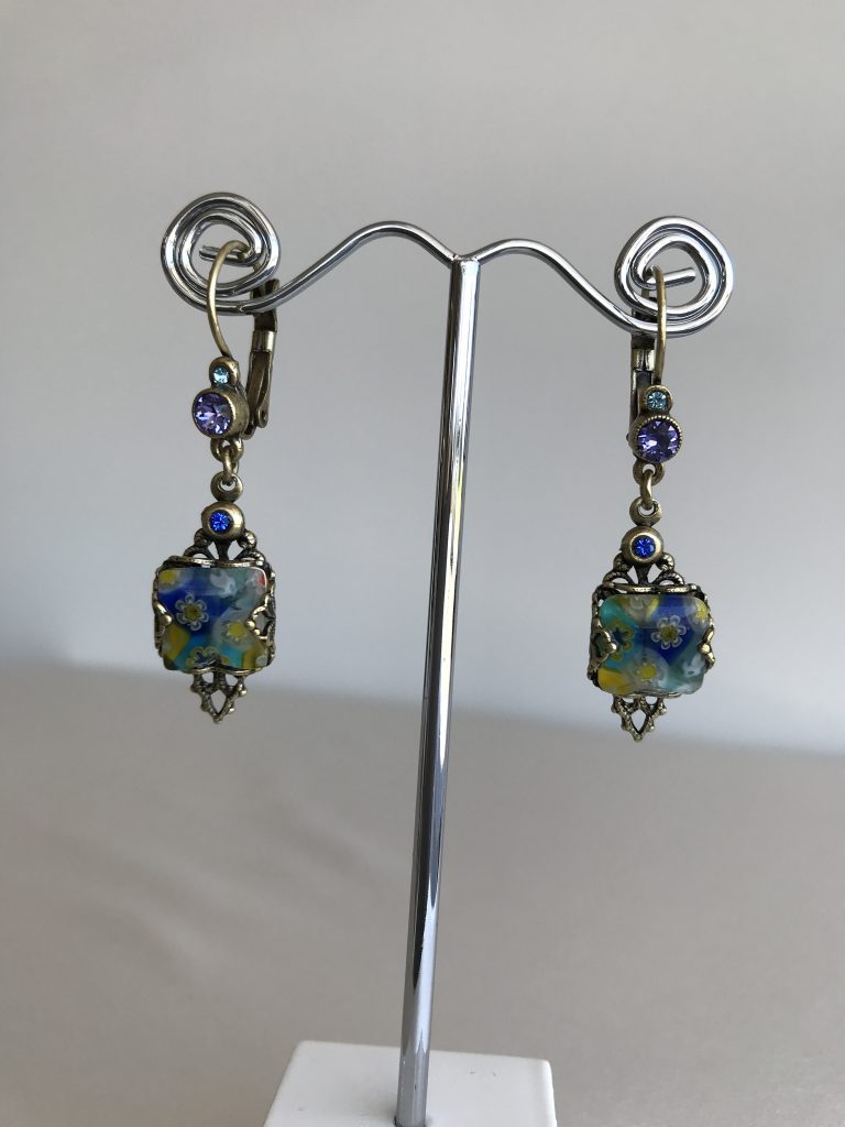 Millefiori Vintage Square Earrings-BL