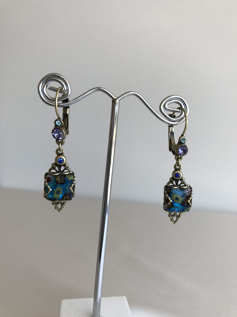 Millefiori Vintage Square Earrings -AQ
