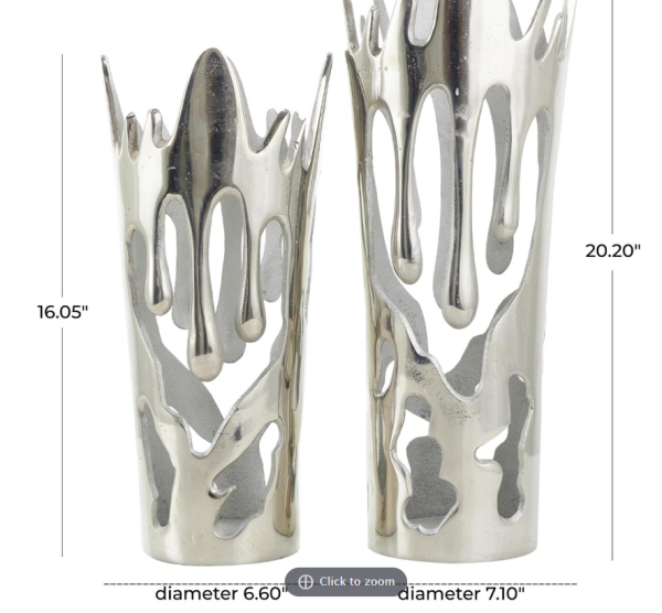 Silver Abstract Drip Decorative Vase-lge - Image 2
