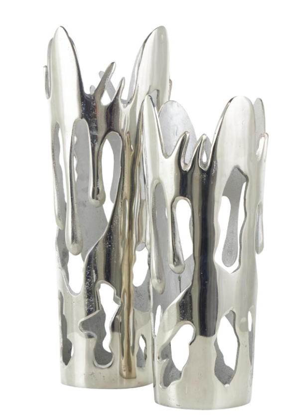 Silver Abstract Drip Decorative Vase-SM - Image 3