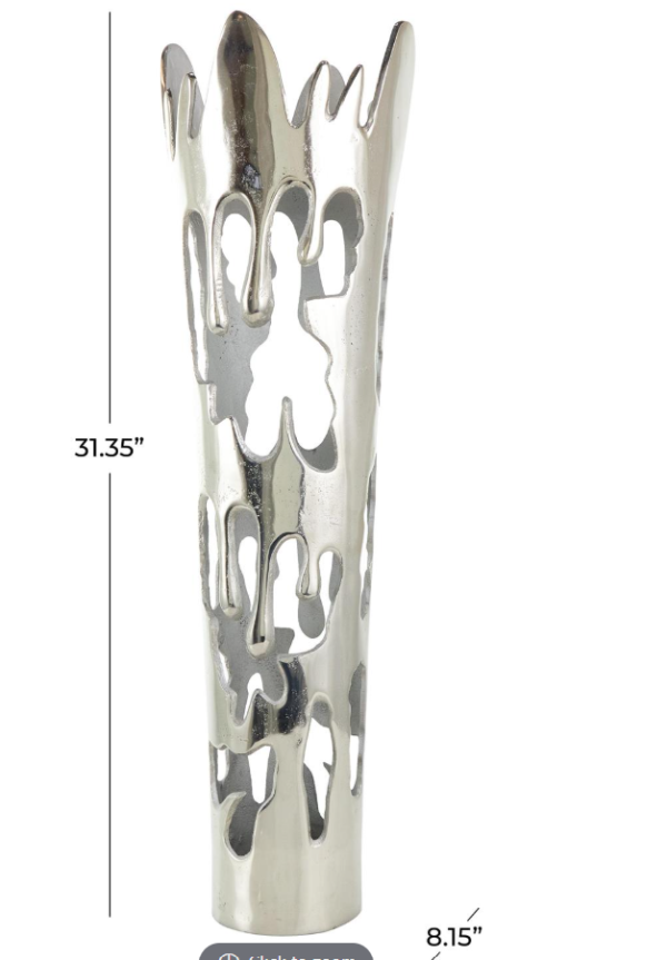 Silver Abstract Drip Decorative Vase-TALL - Image 2