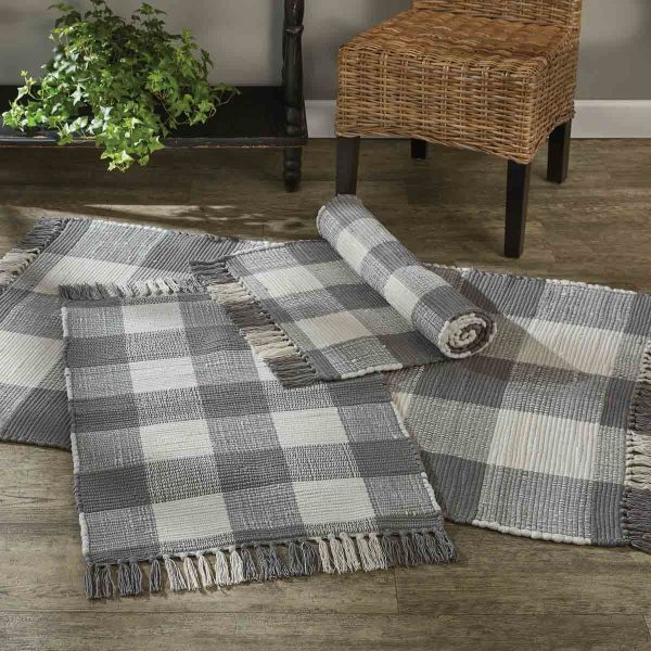 Wicklow Check Rag Rug Runner- Dove
