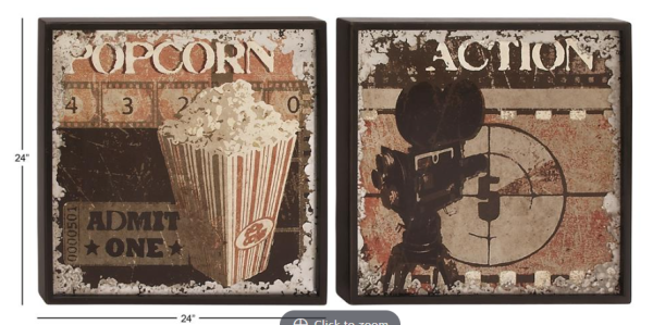 Black Wood Film Wall Decor, 2 Assorted - Image 2