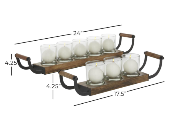 Wood 5 Tealight Glass Candelabra - Image 2