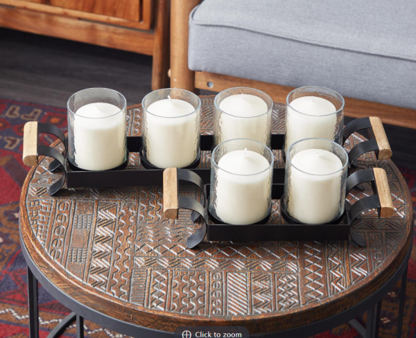 Black Metal Contemporary 2 Candle Holder