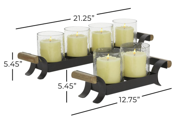 Black Metal Contemporary 2 Candle Holder - Image 2
